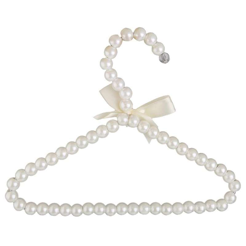 Faux Pearl Bow Clothes Hangers Hook for Children Kids Bowknot White