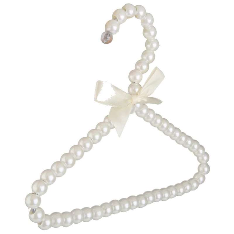 Faux Pearl Bow Clothes Hangers Hook for Children Kids Bowknot White