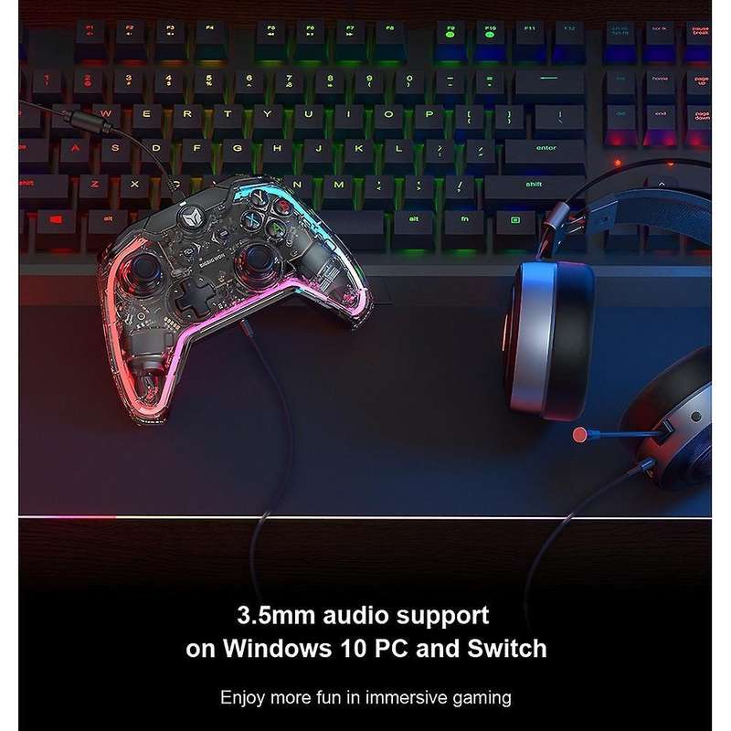 C1 Wired Gamepad with Rgb Light/r90 Adapter Compatible for Switch