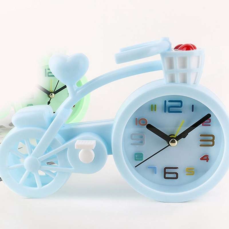 Cartoon Bike Shape Alarm Clock for Boys Girls Bedroom Table Clocks