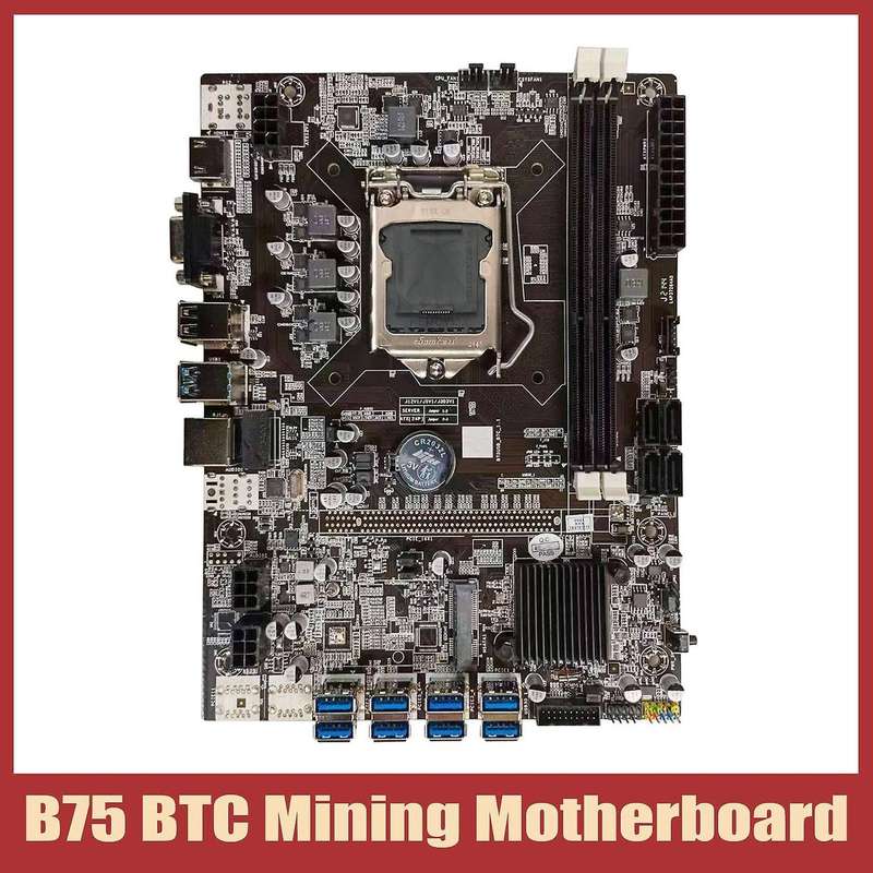 B75 Btc Mining Motherboard Lga1155 8xpcie Usb Adapter Support 2xddr3
