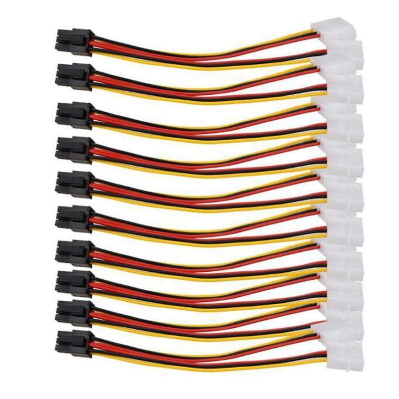 10pcs Molex 4 Pin to Pci-e Pci Express 6 Pin Power Converter Adapter