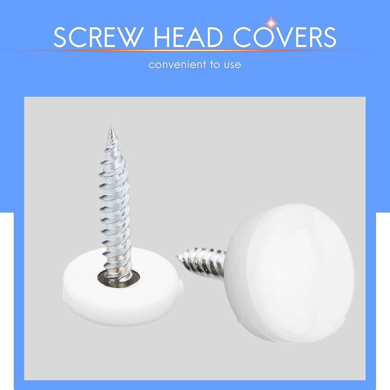 200 Pcs Screw Plastic Hinged Screw Head Caps Snap-on Decor (white)