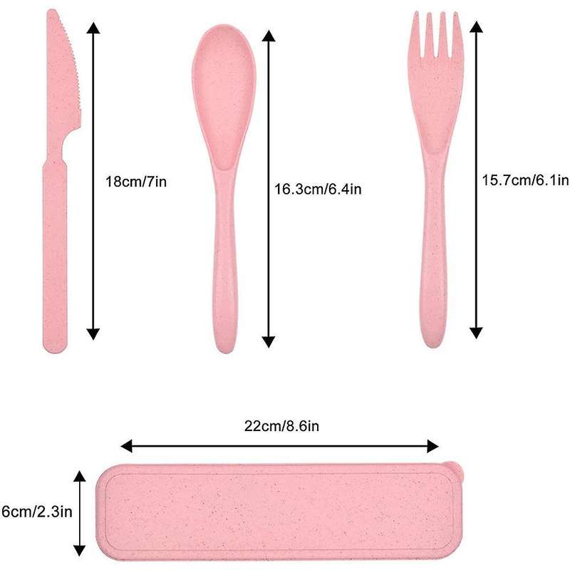 4pcs Reusable Plastic Spoon Cutlery, Portable Camping Cutlery(pink)