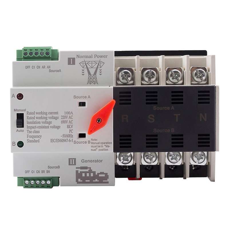 Din Rail 4p 100a Ats Automatic Transfer Electrical Selector Switches