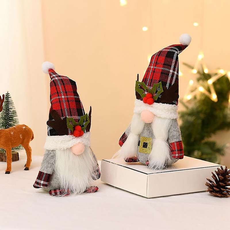 Christmas Gnome Doll with Antlers, for Christmas Party Supplies, B