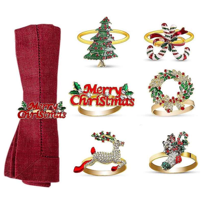 6pcs Christmas Napkin Rings, Delicate Decors for Christmas Holiday