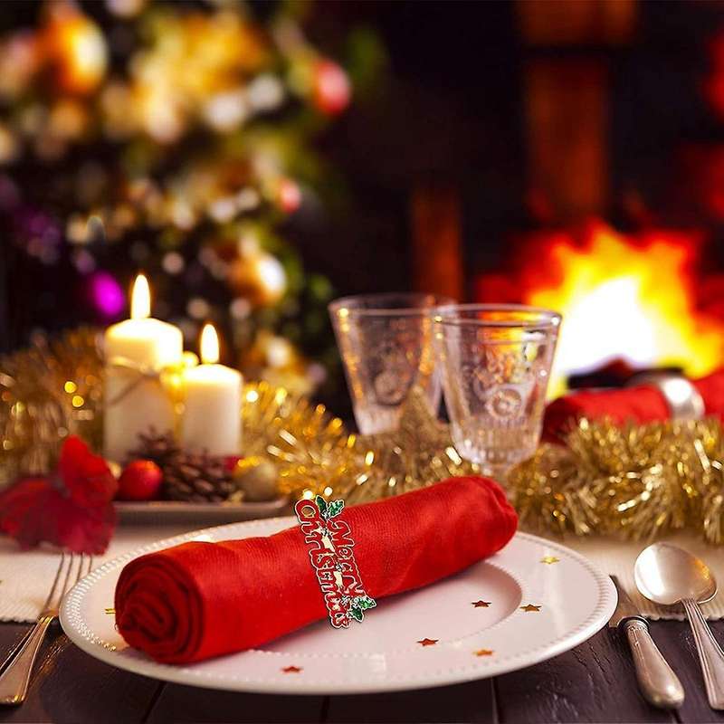 6pcs Christmas Napkin Rings, Delicate Decors for Christmas Holiday
