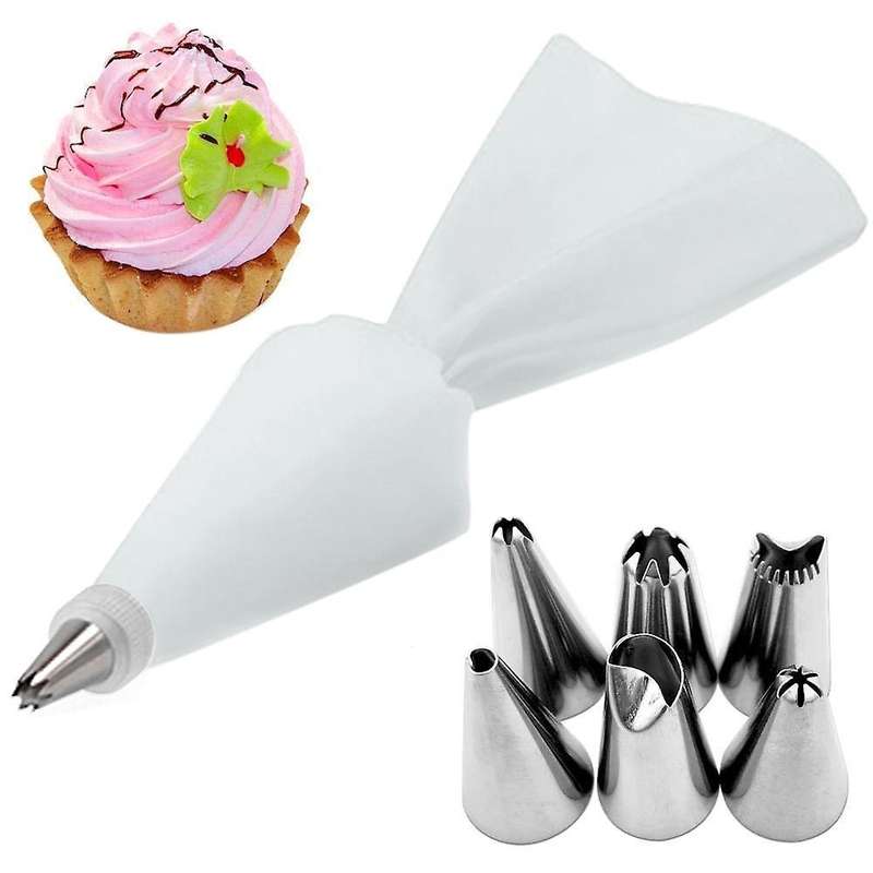 8pcs/set Pastry Bag Decorating Tools Reusable +6 Nozzle Set-d