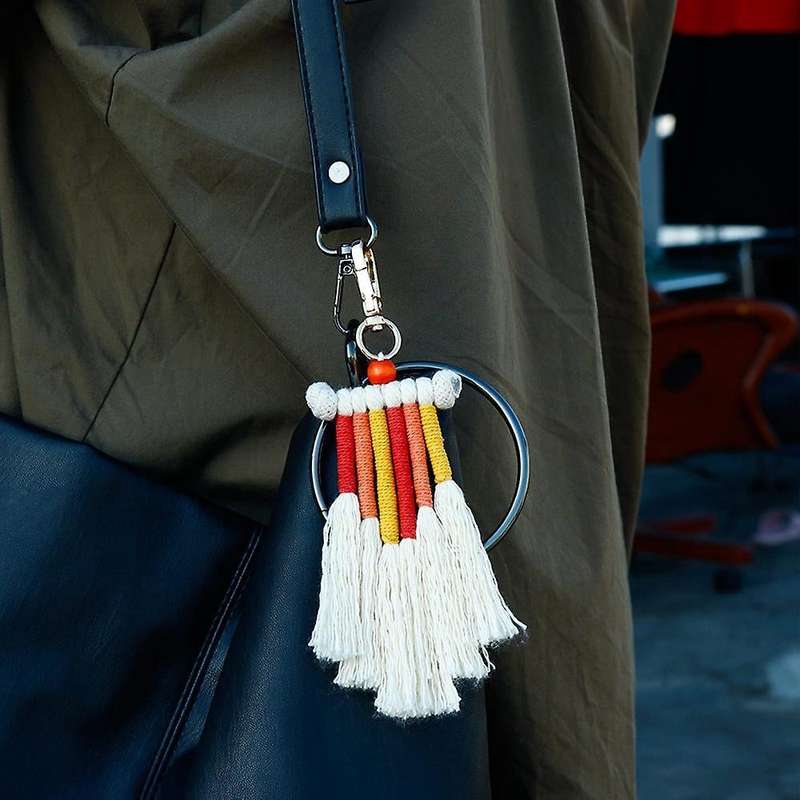 Boho Rainbow Keychain, with Tassel for Car Key Bag Purse Charm Gift,b