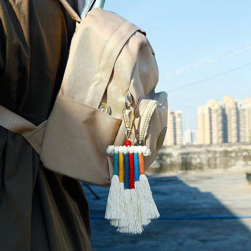 Boho Rainbow Keychain, with Tassel for Car Key Bag Purse Charm Gift,b