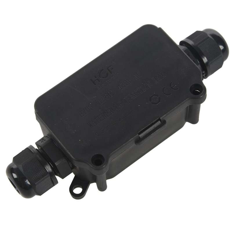 Ip66 2 Cable Black Plastic Connector Gland Electrical Junction Box