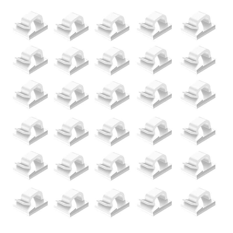 60pc Cable Clips Adhesive Cord Holder for Car Office and Home White