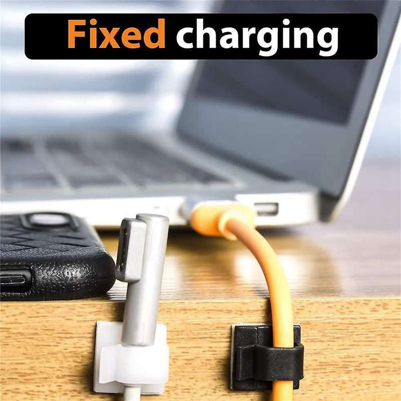 60pc Cable Clips Adhesive Cord Holder for Car Office and Home White