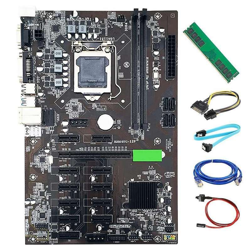 B250 Btc Mining Motherboard Kit Lga1151 Support 12 Pci-e16x Graphics