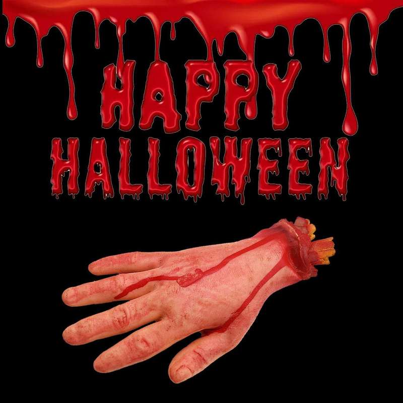 Bloody Horror Scary Halloween Prop Fake Severed Arm Hand Scary Bloody