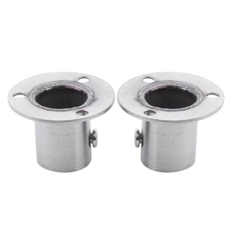 Wardrobe 19mm Tube Stainless Steel Rail Rod End Support Bracket 2pcs
