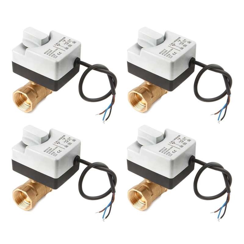 4x Ac220v Dn15 2 Way 3 Wires Motorized Ball Valve Electric Actuator