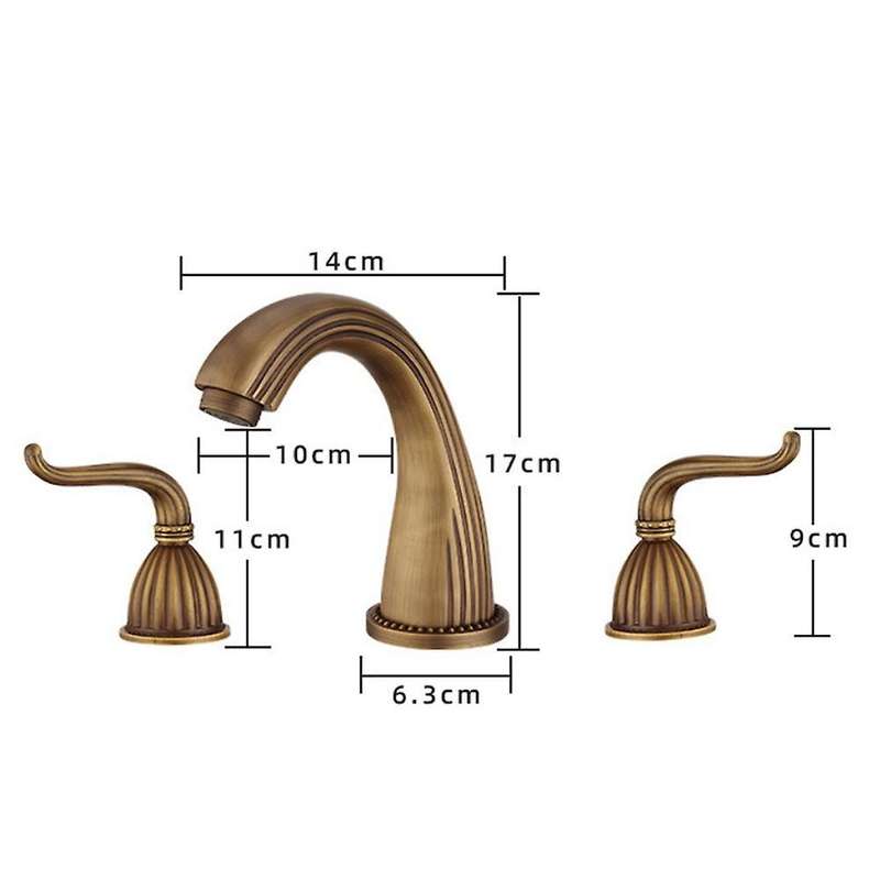 Brass Sink Wall Faucets,2 Handle Cross Knobs Lavatory Basin Tap 2