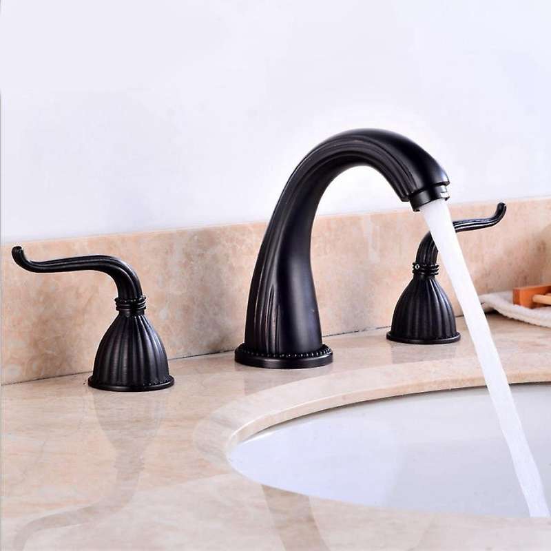 Brass Sink Wall Faucets,2 Handle Cross Knobs Lavatory Basin Tap 2