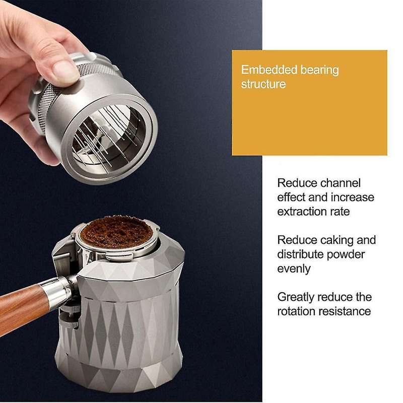 51mm Coffee Aluminum Alloy 22 Needle Cloth Powder Stirrer Grey
