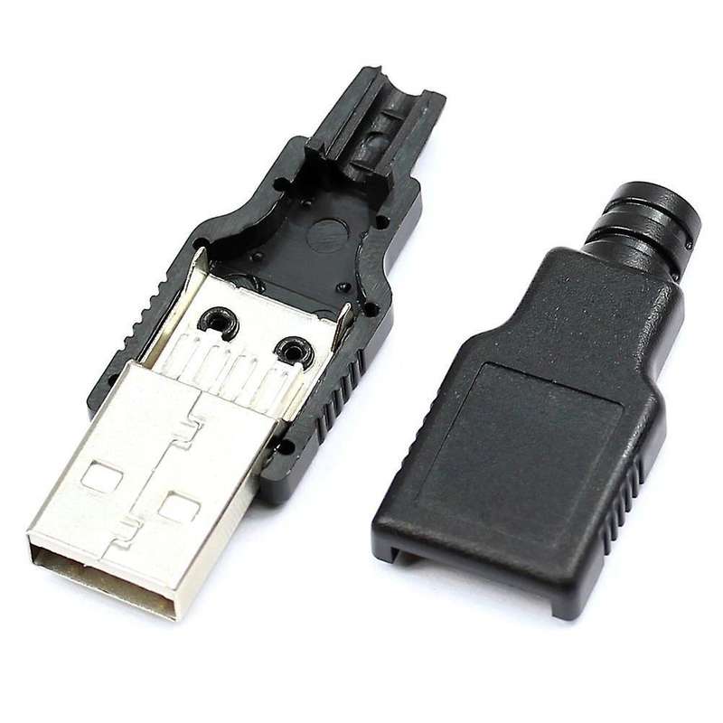 10pcs Type A Male 4 Socket Connector with Black Plastic Cover