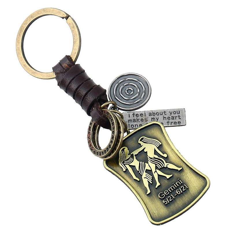 Keychains Constellation Tag Key Pendant Retro Key Chain(gemini)