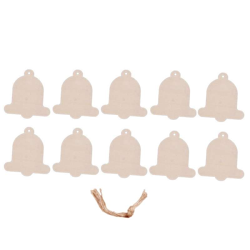 10pcs Christmas Wood Chip Pendant, Creative Home Decoration Bells