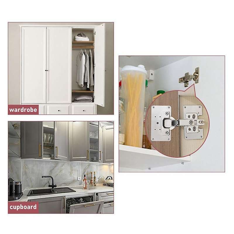 4 Pcs Hinge Repair Plate Door Stainless Steel Bracket for Furniture