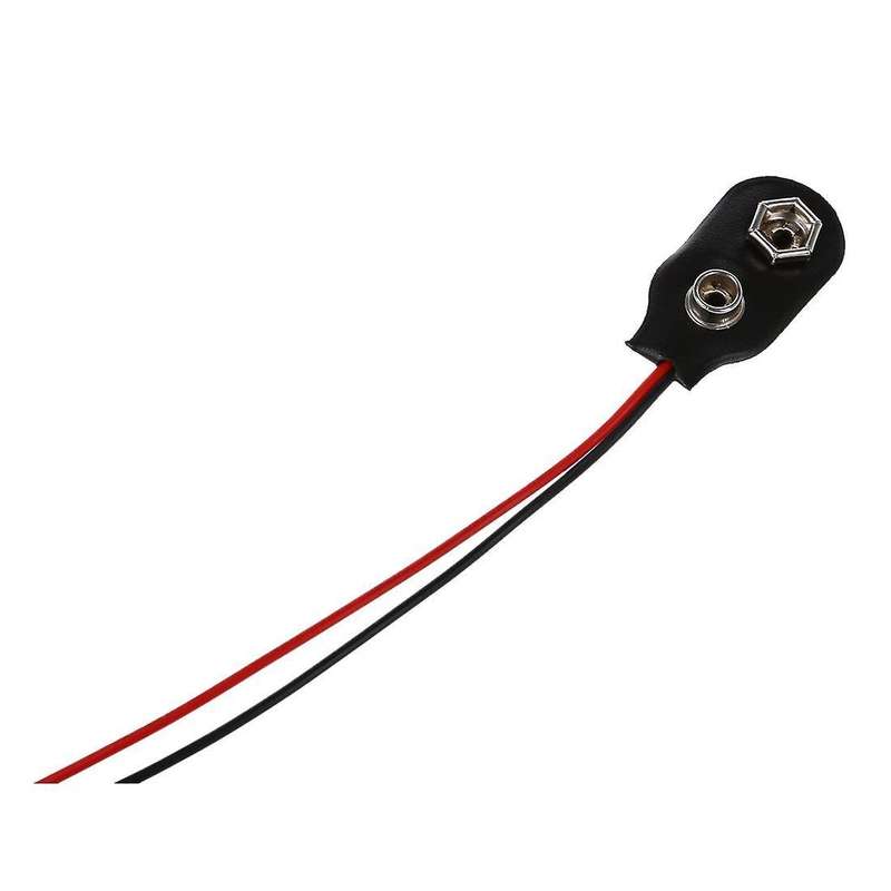 10 Pcs Snap 9v (9 Volt) Battery Clip Connector I Type Black W Cable