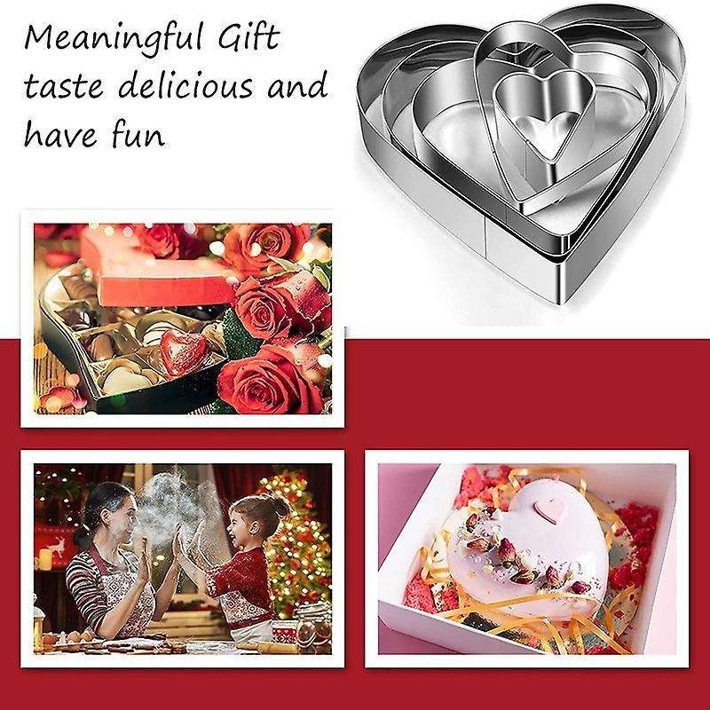 5 Pieces Cookie Cutter Stainless Steel Heart Cutter Valentine's Day