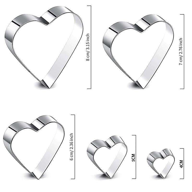 5 Pieces Cookie Cutter Stainless Steel Heart Cutter Valentine's Day