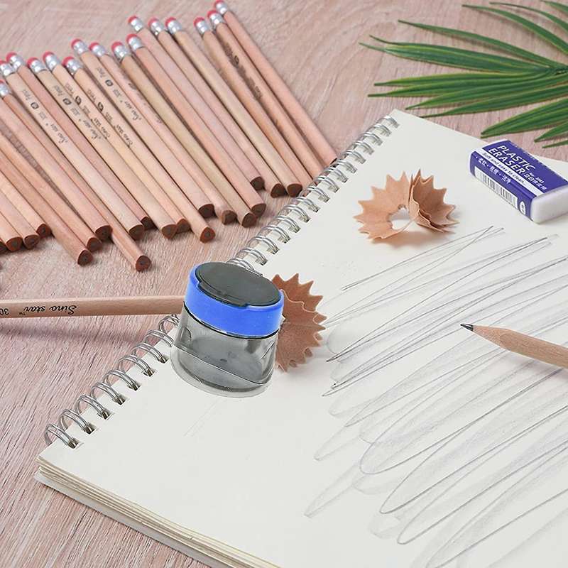 4pcs for Students, Double Hole , Triangular Pencil Sharpener, Blue