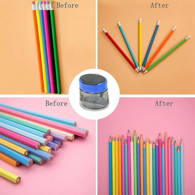 4pcs for Students, Double Hole , Triangular Pencil Sharpener, Blue