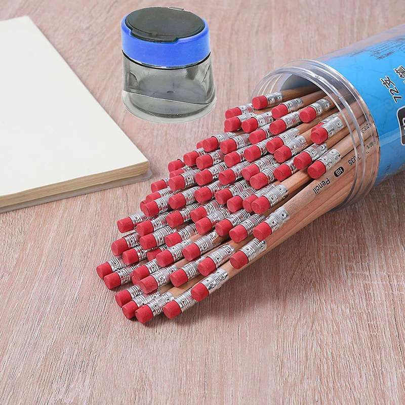 4pcs for Students, Double Hole , Triangular Pencil Sharpener, Blue