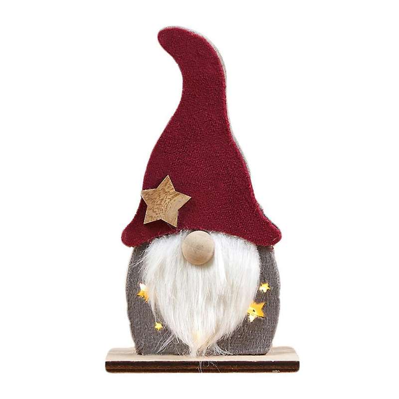 Christmas Statue Wood Glowing Faceless Elderly Ornament for Home,a