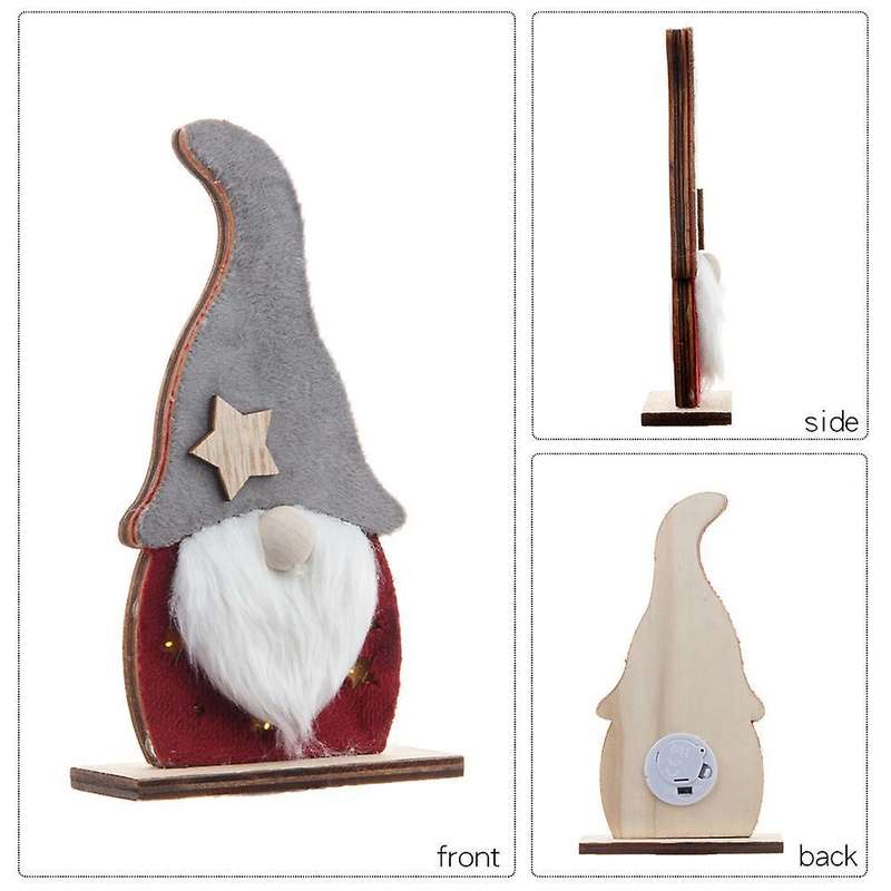 Christmas Statue Wood Glowing Faceless Elderly Ornament for Home,a