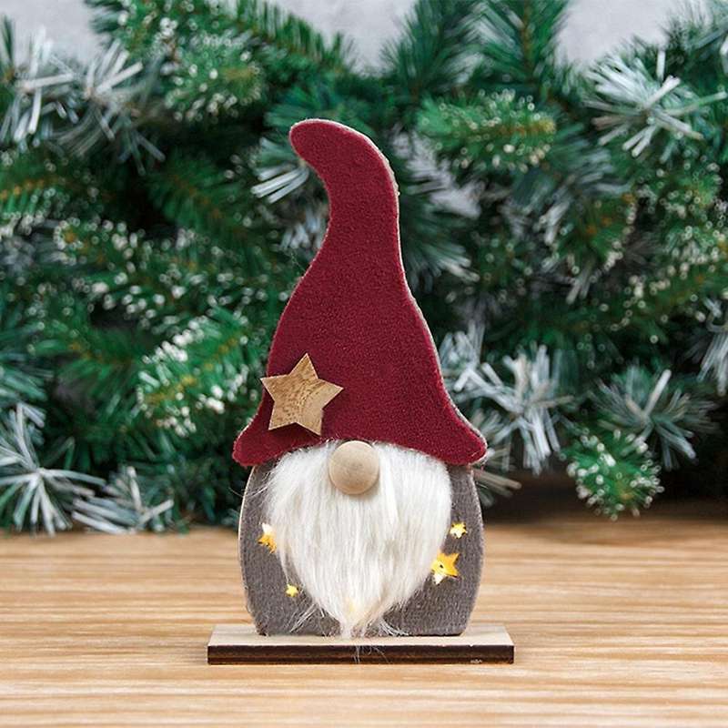 Christmas Statue Wood Glowing Faceless Elderly Ornament for Home,a