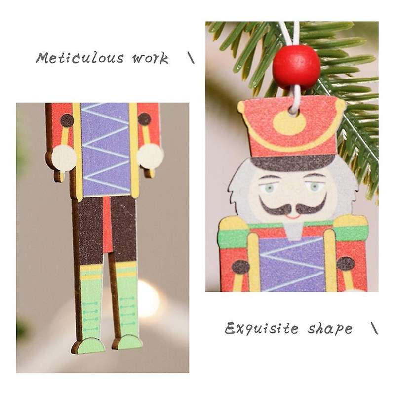 Christmas Hanging Nutcracker Ornaments Xmas Wooden Decorations, B