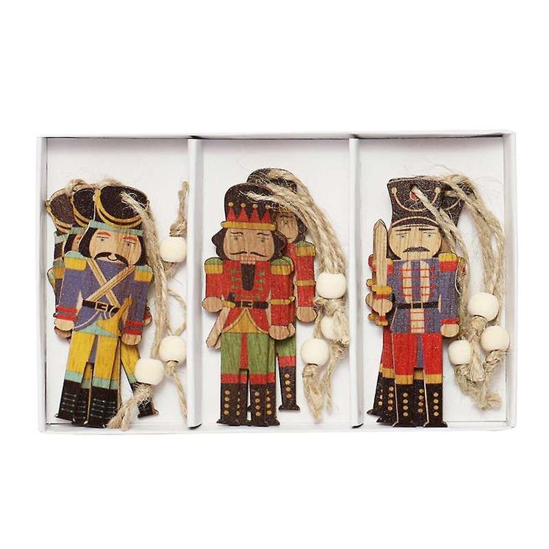Christmas Hanging Nutcracker Ornaments Xmas Wooden Decorations, B