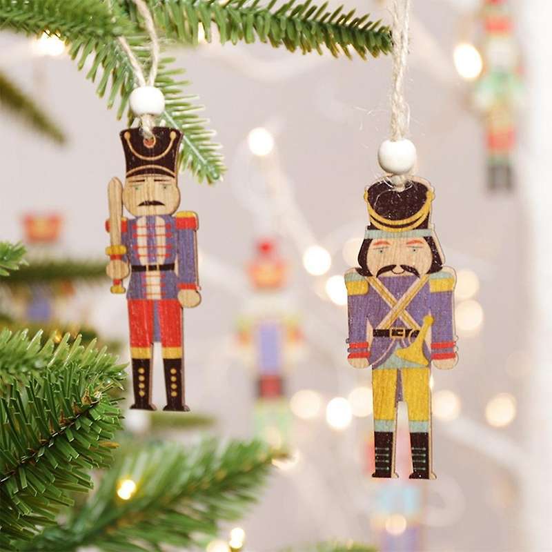 Christmas Hanging Nutcracker Ornaments Xmas Wooden Decorations, B