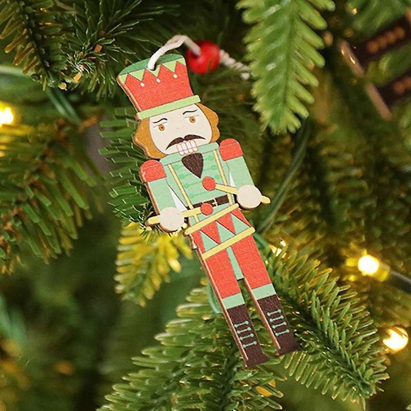 Christmas Hanging Nutcracker Ornaments Xmas Wooden Decorations, B