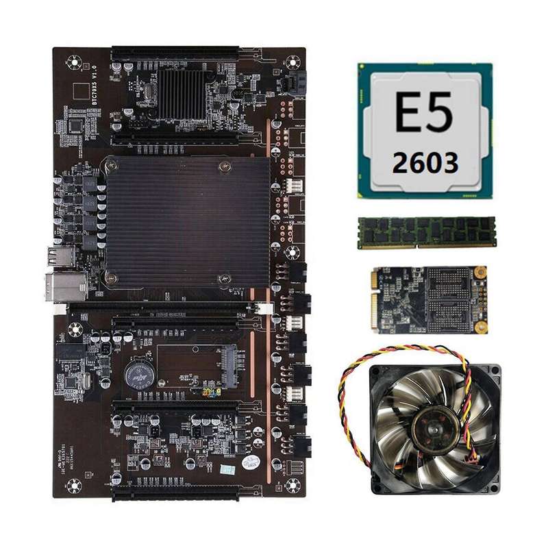 X79 H61 Btc Mining Motherboard with E5 2603 Cpu 4gb Memory 120g +fan
