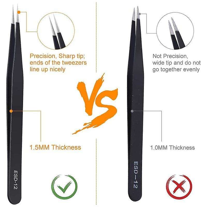 6pcs Tweezers Set, Stainless Steel Curved Of Tweezers, for Laboratory