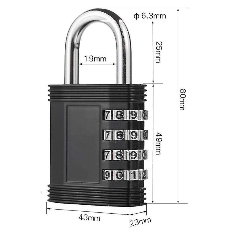 4 Digit Code Padlock for Lockers, Resettable&weatherproof , Black