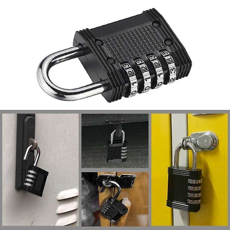 4 Digit Code Padlock for Lockers, Resettable&weatherproof , Black