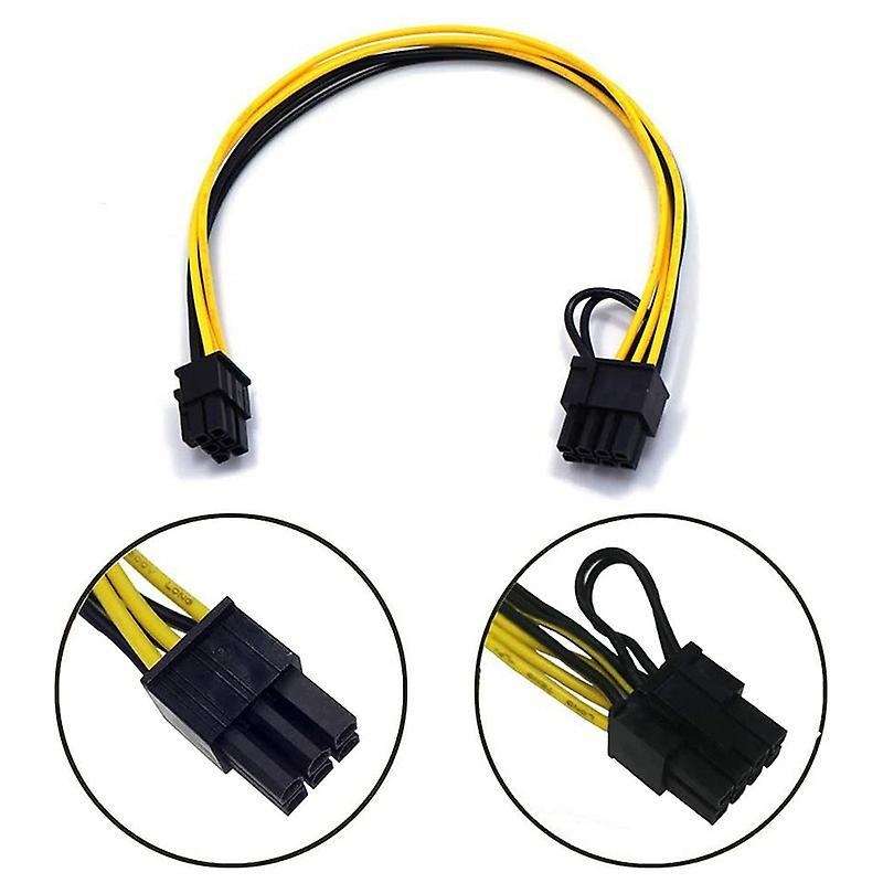 Pcie 6 Pin Male to 8 Pin (6+2) Male Pcie Adapter Power Cable (2 Pack)