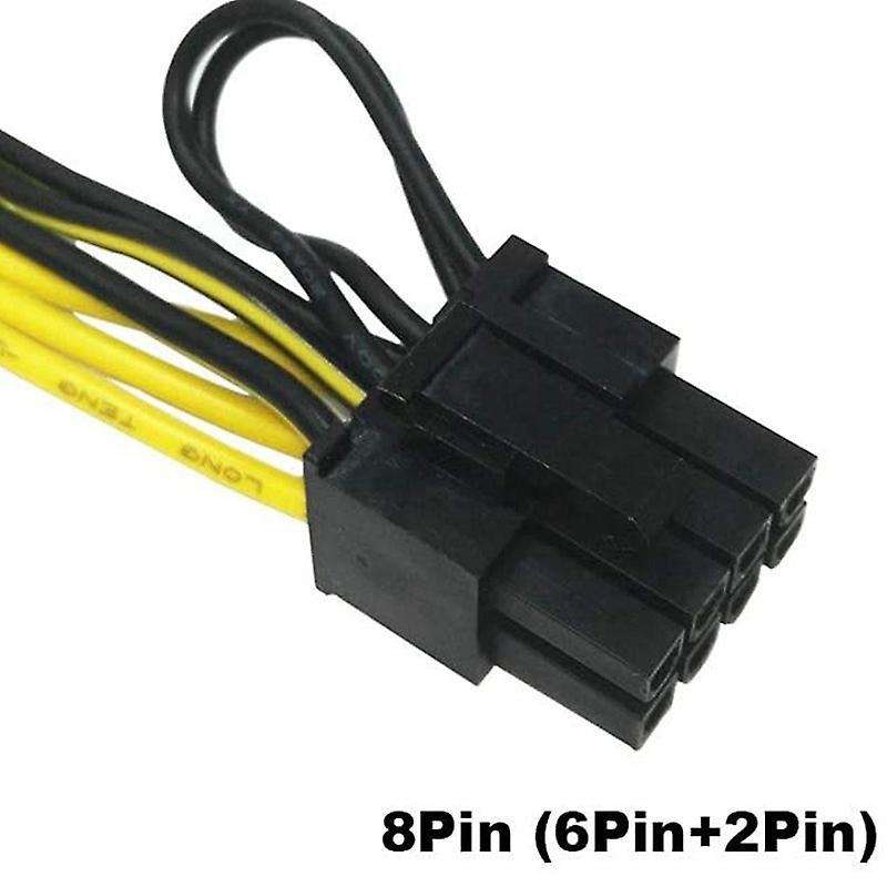 Pcie 6 Pin Male to 8 Pin (6+2) Male Pcie Adapter Power Cable (2 Pack)