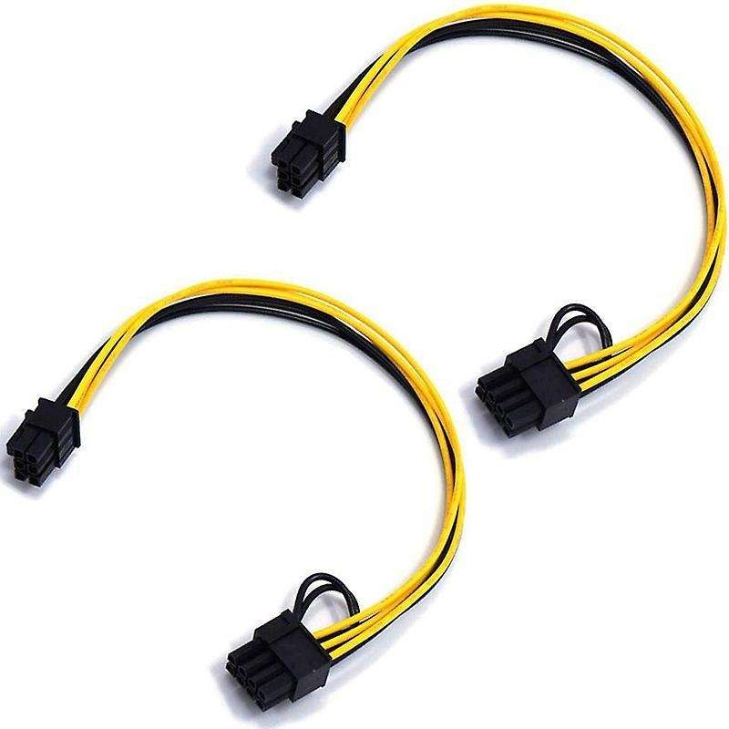 Pcie 6 Pin Male to 8 Pin (6+2) Male Pcie Adapter Power Cable (2 Pack)