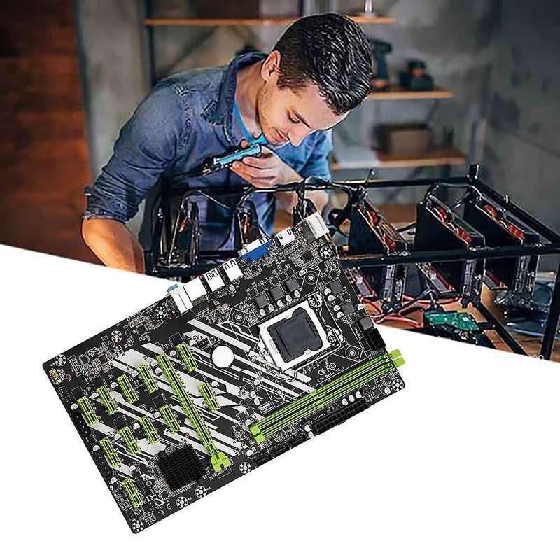 B250 Btc Motherboard with Sata Cable 12 Pci-e Slots for Bitcoin Miner